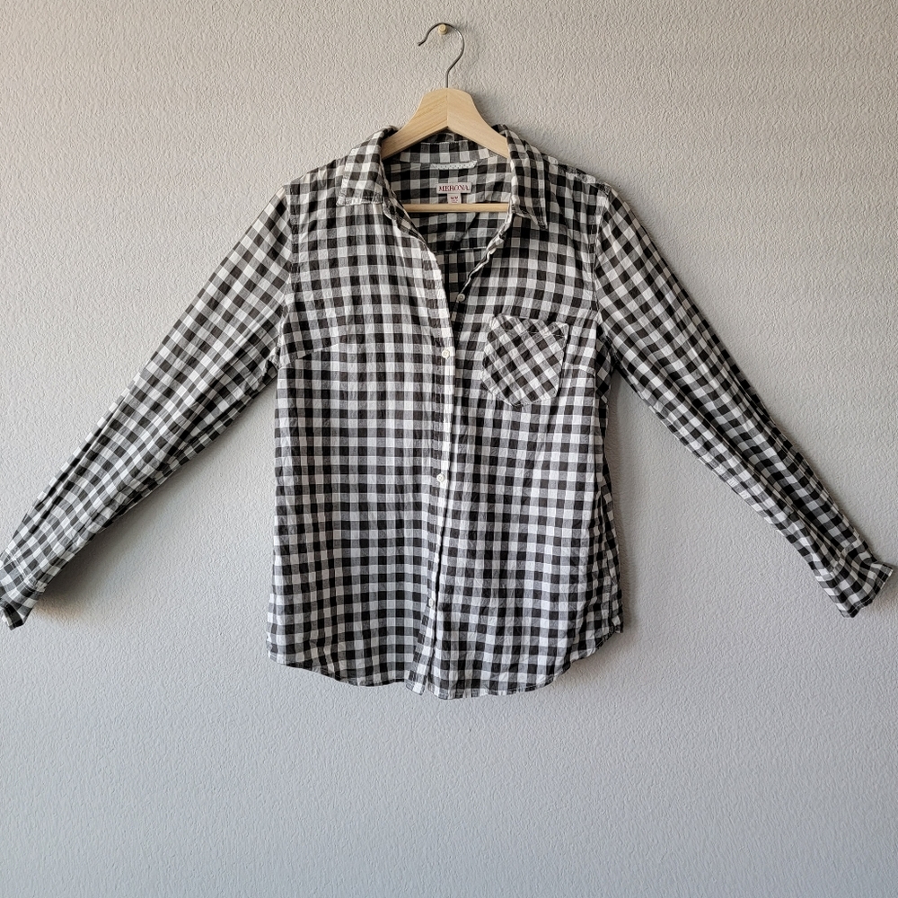 MERONA | CHECKER BUTTON SHIRT | BLACK AND WHITE | SIZE M